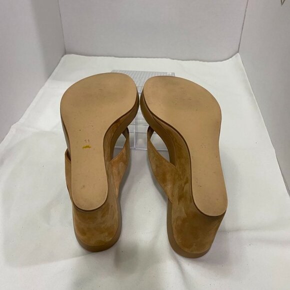 Jeffrey Campbell Liezel Platform Wedge Flip Flop Sandals Natural Suede 11 - Picture 9 of 13